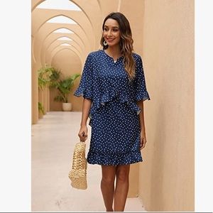 Women's Summer Swing Dress Casual Short Ruffle Flowy Tunic Dress (new with tag)